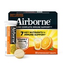 Airborne 1000mg C vitamīns + Cinka Cukurs bez multivitamīniem Imūnais atbalsts Putojošās ziežamās tabletes, Zesty Orange Flavor ar spēcīgiem antioksidantiem A C & E vitamīns, 30 tabletes