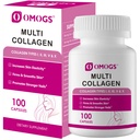 OMOGS kolagēna peptīdu kapsulas, dabiski avots Hidrolizēts kolagēns ar prebiotiku un dzērveņu ekstraktu - matu, ādas, nagu, locītavu, gremošanas veselība un imūnās sistēmas atbalsts, ne-GMO, 100 kapsulas