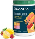 Organikа Elektrolīti ar uzlabotu kolagēna pulveri sievietēm un vīriešiem - 13 oz - Zesty Lemon Berry-Flavored Effervescing Elektrolītu un kolagēna maisījums - dziļa hidratācija, mobilitāte, āda, mati, un naglas