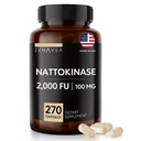 Nattokināzes papildinājums - 2000 enzīmu FU - 270 Nattokināzes 100 mg kapsulas - nesatur glutēnu, ne- GMO, vegans