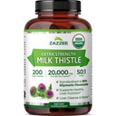 Zazzee USDA Organic Milk Thistle 50:1 Extract, 80% Silymarin Flavonoids, 200 Vegan Capsules, 6+ Month Supply, Silybum Marianum, Aknu atbalsts & Detox Support, Organic All-Natural, Non-GMO, Ražots ASV