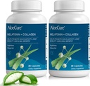 AloeCure Natural Melatonin + kolagēns ar organisko Aloe Vera - dabas miega palīglīdzeklis atpūtai naktīs - kolagēna komplekss locītavu spēku, ādas elasticitāti, matu un nagu augšanu, 30 kapsulas