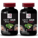 Matu bagātināšana - GRAY HAIR REVERSE - Matu revitalizer, Krāsu palielināšana, Radiants mati, Matu toņu atdzimšana, Matu transformācija, Glossy mati, Jaunības izskatu, Bagātīgs matu krāsa 2 pudeles 120 kapsulas