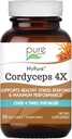 PURE ESSENCE LABS MyPure Cordyceps 4X Sēnes - Koncentrētas Cordyceps Sēņu pulvera piedevas imūnai sistēmai, stresa reakcijai, fiziskajai un garīgajai veiktspējai - 1 mēneša piegādes