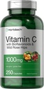 Horbäach vitamīns C 1000mg - 250 Kapsulas - ar Bioflavonoids un Rose Hips - ne-GMO, bez lipekļa papildinājums - Augsta stipruma formula