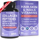 27-in-1 Matu āda un nagi Vitamīni (6810mg) ar Biotin 10000mcg - kolagēna papildinājumi vīriešiem un sievietēm - keratīna papildinājumi ar probiotikām un Saw Palmetto, 90ct