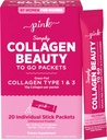 PINK kolagēna pulveris, lai dotos; 20 Travel Packets; 1. un 3. tips: Neuzliesmojošs pulveris; bez lipekļa un ne-GMO zāles peptīdi