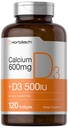 Horbäach kalcija piedevas ar vitamīnu D3 - 600 mg - 120 Softgels - Non-GMO & Gluten bezmaksas - vīriešiem un sievietēm