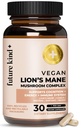 Nākotnes Kind Vegan Lion s Mane sēņu komplekss - smadzeņu papildinājums ar Chaga, Maitake, Shiitake, & Reishi, atbalsta atmiņu un fokusu (30ct)