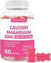 Bezcukura kalcija Magnija Cinka Gumijas ar VC D3 & B6 & K2,600mg kalcija Gumijas ar 300 mg magnija atbalsta kauli un muskuļi pieaugušajiem un pusaudžiem (60 skaits (1. iepakojumā))