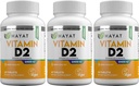 HAYAT Vitamīni Vegan Natural vitamīns D 2400 SV, D2, Certified Halal (iepakojums no 3)
