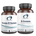 Dizains veselībai D vitamīna Supreme + B-Augstākā Essentials Duo - 5000 SV D3 vitamīna + K vitamīna, Active B Complex (2 produktu komplekts)