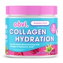 Obvi hidratācija Pulveris - Elektrolītu un kolagēna peptīdu komplekss - 5 Veidi kolagēna ar Hyaluronic Acid -- Supports Ādas Elastīgums & Kopīga veselība -- bez cukura -- Aveņu Roze, 30 Kalpo