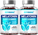 EVYOUNG Melatonin Gummies,Miegs Atbalsts pieaugušajiem,1000 μg Melatonīns 120 Gumijas līdz 60 dienām Apgāds,Suppllement for Sleeping