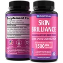 Glutationa kapsulas - 1500mkg L-glutationa Papildinājums ar C vitamīnu - Ādas toņu pastiprinātājs - Mērķi Tumši plankumi un Acne Marks - Spēcīgs antioksidants - 60 ādas tabletes