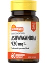 Sundance Ashwagandha 920mg - 60 Kapsulas -- Super Koncentrēts -- Tradicionālais Ayurvedic Herb -- Non-GMO, bez lipekļa Papildinājums