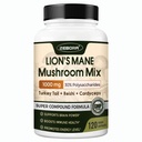 ZEBORA Lauvas Mane Papildkapsules - Sēnes Papildinājums ar Lions Mane, Cordyceps, Reishi, Turkey Aste, Shiitake - Lion's Mane Sēnes Atmiņām, Focus & Imūnās Atbalsta - 119 Vegan Kapsulas