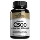 Vējdzirnavas Natural Vitamīni C vitamīns 500 mg, ar Rose HIPS un bioflavonoīdiem, imūnsupporter, Antioxidant Support, košļājamās tabletes, Acerola Berry, 50 tabletes, 50 Servējumi