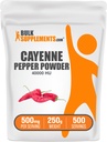 BulkSupplements.com Cayenne Pepper 40000 HU Pulveris - kapsaicīns piedevas, Cayenne Pepper Pulveris - Vegan & Gluten Free, 500mg per Serving, 250g (8,8 oz) (iepakojums 1)