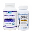Serracor- NK & Serra- RX 260 000 SU - Rēta audu paka (150 kapsulas un 60 kapsulas) - Serrapeptāzes skābā proteolītiskā sistēmiskā enzīma, elpošanas un plaušu balsts