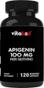 Apigenin 100mg uz vienu Kalpošanu - 120 Dārzeņu kapsulas - Jēlaugu ekstrakts no kumelīšu puķes - Nav dzīvotne Veidošanās – Aktīvi bioflavonoīdi un antioksidanti