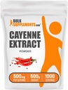 BulkSupplements.com Kajennas piparu ekstrakts Pulveris - kapsaicīns Papildinājums, Capsicum ekstrakts - 500mg Cayenne ekstrakts uz vienu Kalpo, Kajennas papildinājums - bez lipekļa (500 Grams - 1.1 mārciņas)